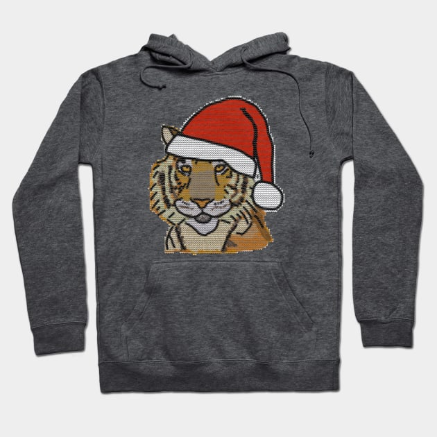 Big Cats Knitted Tiger Christmas Santa Hat Hoodie by ellenhenryart